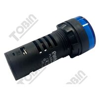 22mm Blue Pilot Light with Test Diode | 24V AC/DC | LED Indicator | Panel Mounting | by Tobin