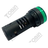 Pilot Light with Test Diode | 24V AC/DC | 22mm Mounting Diameter | Green LED Indicator | by Tobin