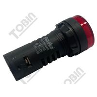 Pilot Light with Test Diode | 24V AC/DC | 22mm Mounting Diameter | Red LED Indicator | by Tobin