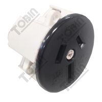 Panel Mount Unswitched Socket 15A Black | Flush Mount Design | Suitable for 1.2mm Panels | by Tobin
