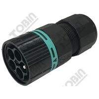 Inline Female Socket 5P | IP68 Rated | 17.5A Current | 23mm Diameter | by Tobin