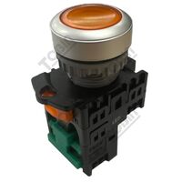 Pushbutton Illuminated Switch 240VAC | Amber LED | 1 N/O Contact | Flush Mount | by Tobin