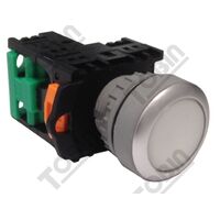 Pushbutton Illuminated 24VAC | LED Light | White Color | 1 N/O Contact | by Tobin