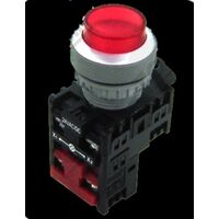 24V AC/DC Illuminated Pushbutton Switch | Red LED | Raised Design | N/C Contact | by Tobin