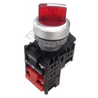 24V Illuminated Selector Switch | 2 Position | Short Red Actuator | N/C Contact | by Tobin