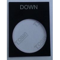 Pushbutton Legend Plate Down | Durable Plastic | Clear 'Down' Marking | Easy Installation | by Tobin