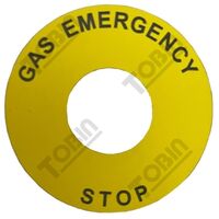Pushbutton Legend Plate Yellow Gas Emergency Stop | 55mm Diameter | Durable Material | Clearly Marked | by Tobin