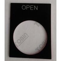 Pushbutton Legend Plate Open | Durable Plastic | Clear 'Open' Legend | Industrial Use | by Tobin