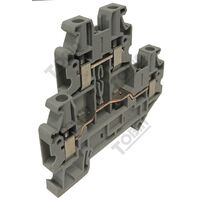 UT Terminal Double Level 4mm | 1 In/1 Out | 2x32A Current Rating | DIN Rail Mount | by Tobin