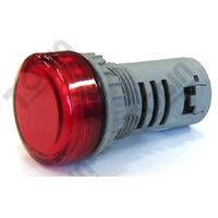Pilot Light 22mm Hole | 24V AC/DC | Bright Red LED | Durable for Control Circuits | by Tobin