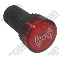 Buzzer with Flashing Light LED | 12VAC/DC | Monobloc Design | 22mm Diameter | by Tobin