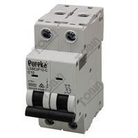 MCB EUREKA 2 Pole 10A C Curve Circuit Breaker | 6kA Breaking Capacity | by Tobin