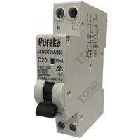 RCBO EUREKA 1 Pole Compact 20A C Curve 6kA 30mA | Earth Leakage Protection | Compact Design | by Tobin