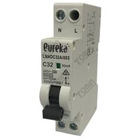 RCBO EUREKA 1 Pole Compact 32A C Curve 6kA 30mA | Earth Leakage Protection | by Tobin