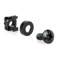 Heavy Duty M6 Cage Nuts, Washer & Screw Set | Black Coating | Pack of 100 | by SERVEREDGE