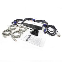 4-Port USB VGA Desktop KVM Switch | Audio Support & USB Hub 2.0 | Includes Cables | by SERVEREDGE