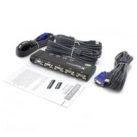 4-Port Slimline USB VGA Desktop KVM Switch | Includes Cables | Up to 1920x1440 Resolution | by SERVEREDGE