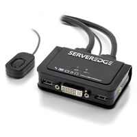 2-Port USB DVI Cable KVM Switch | Audio Support & Remote Switching | Compact Design | by SERVEREDGE