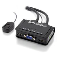 2-Port USB VGA KVM Switch with Audio & Remote | Compact Design | Easy Setup | by SERVEREDGE