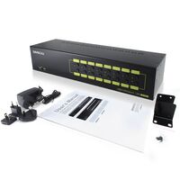 16-Port DVI USB KVM Combo Switch | Audio & Mic Support | USB Hub 2.0 | by SERVEREDGE