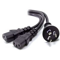 2m Aus 3 Mains Plug to 2 X IEC C13 Y Splitter Cable | Dual IEC C13 Connectors | Durable Construction | by SERVEREDGE
