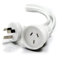 2m Aus 3 Pin Mains Power Extension Cable | White Color | 3 Pin Male to Female | Flexible Power Extension | by SERVEREDGE