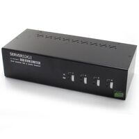 4-Port Dual Monitors DVI USB KVM Switch | Audio & Mic Support | Includes Cables | by SERVEREDGE