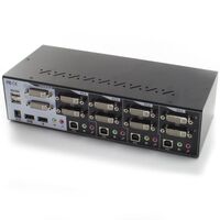 4-Port Dual Monitors DVI USB KVM Switch | Audio & Mic Support | Includes Cables | by SERVEREDGE
