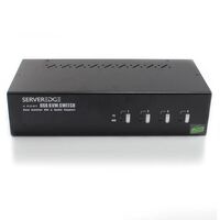 4-Port Dual Monitors DVI USB KVM Switch | Audio & Mic Support | Includes Cables | by SERVEREDGE