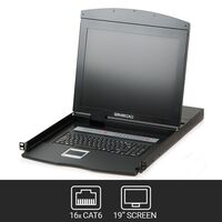 19" LCD Multi User CAT6 KVM Console Rack Drawer | 16 Ports | USB/PS2/VGA Support | by SERVEREDGE