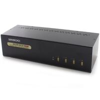 4-Port Dual Monitors DVI USB KVM Switch | 7.1 Channel Audio | Hotkey & Push Button Switching | by SERVEREDGE