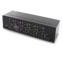 4-Port Dual Monitors DVI USB KVM Switch | 7.1 Channel Audio | Hotkey & Push Button Switching | by SERVEREDGE