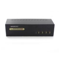 4-Port Dual Monitors DVI USB KVM Switch | 7.1 Channel Audio | Hotkey & Push Button Switching | by SERVEREDGE