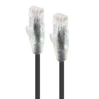 3m Black Ultra Slim Cat6 Network Cable | 28AWG | 50u Gold Plated Connectors | Flexible Design | by SERVEREDGE