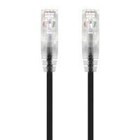 3m Black Ultra Slim Cat6 Network Cable | 28AWG | 50u Gold Plated Connectors | Flexible Design | by SERVEREDGE