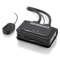 2-Port USB DisplayPort KVM Switch | 4K UHD Support | Audio Integration | Remote Switching | by SERVEREDGE