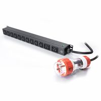12 Port PDU | 10 x C13 & 2 x C19 Outputs | 32A Input Plug | Vertical Rack Mount | by SERVEREDGE