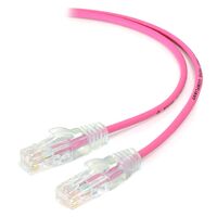 1m Pink Ultra Slim Cat6 Network Cable | 28AWG UTP | 50u Gold Plated Connectors | Flexible Design | by SERVEREDGE