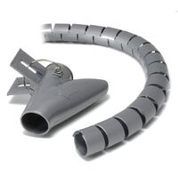 10m Zip Cable Wrap with Clip Tool Organiser | 20mm Width | Durable Plastic | Grey | by SERVEREDGE