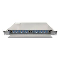LC OS2 24 Port 1RU Fibre Sliding Patch Panel | Splice Cassette & Protector | Rack Mounting Kit | by SERVEREDGE