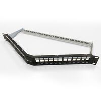 24 Port Angled 'V' Style Shielded Unloaded Patch Panel Frame | 1RU Rack Mount | Cable Management Included | by SERVEREDGE