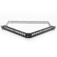 24 Port Angled 'V' Style Shielded Unloaded Patch Panel Frame | 1RU Rack Mount | Cable Management Included | by SERVEREDGE