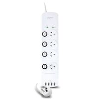4 Outlet Power Board with 4 USB Ports | 2.4A USB Output | Compact Design | by SERVEREDGE