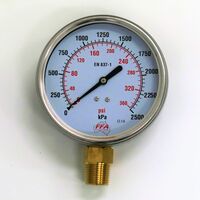 Hydrant Pressure Gauge | 55mm Dial Size | Up to 1000kPa | 1/4 inch PT Thread | by Fire Factory Australia