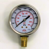 Hydrant Pressure Gauge | Dry Type 55mm | Up to 1000kPa | 1/4 inch PT Thread | by Fire Factory Australia