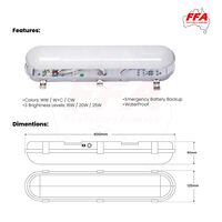 Smart LED Tri-proof 2 Foot Twin Emergency Batten | Adjustable CCT | IP65 Rated | Energy Efficient | by Fire Factory Australia