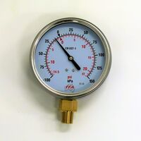 Hydrant Pressure Gauge | 55mm Dial Size | Up to 1000kPa | 1/4 inch PT Thread | by Fire Factory Australia