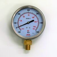 Hydrant Pressure Gauge | Dry Type 55mm Dial | Up to 1000kPa | 1/4 inch PT Thread | by Fire Factory Australia