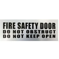 Fire Safety Door Sign | Do Not Obstruct & Keep Open | Black & Silver | 320mm x 120mm | by Fire Factory Australia