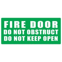 Fire Door Do Not Obstruct Sign | Green Background | Durable Plastic | High Visibility | by Fire Factory Australia